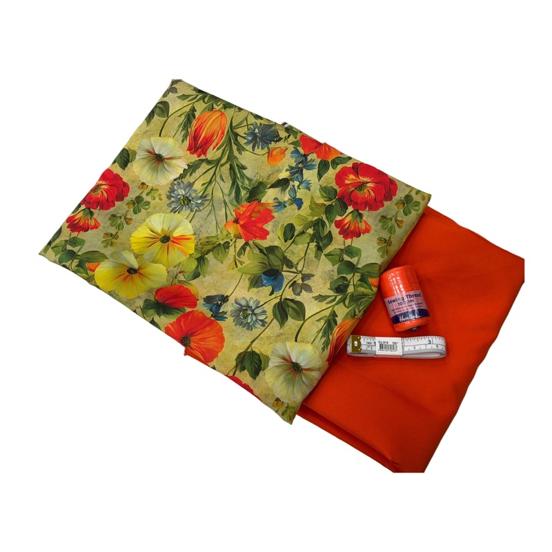 Orange Floral Peachskin Fabric – Sewing Bundle