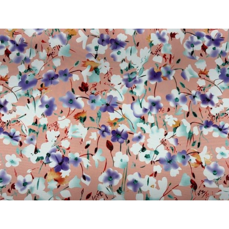 Pastel Bloom – Printed Peachskin Fabric Peach