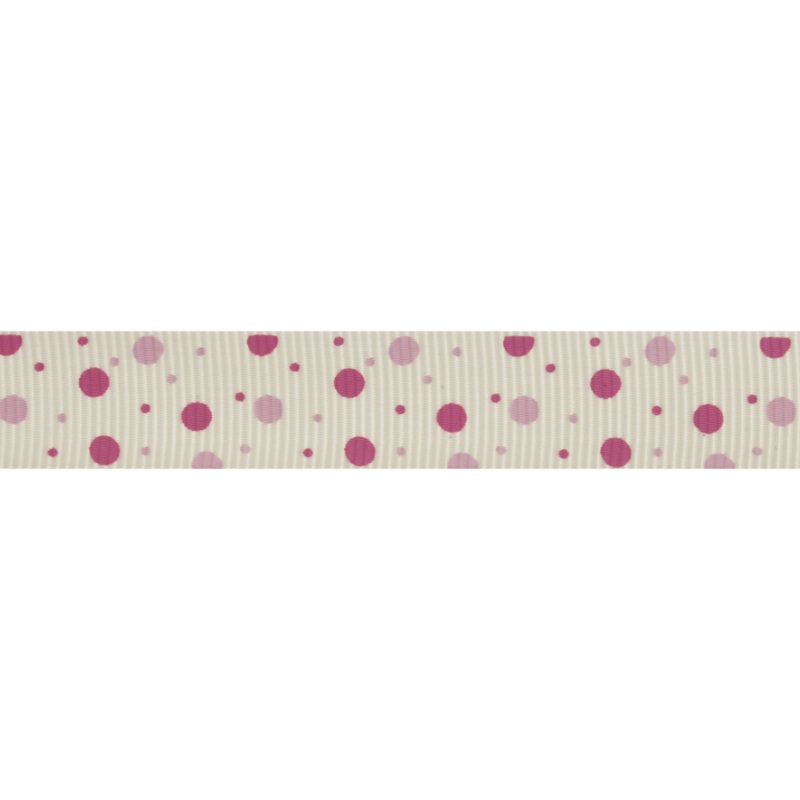 Spots & Dots Grosgrain Ribbon Reel – 5m x 15mm Cream