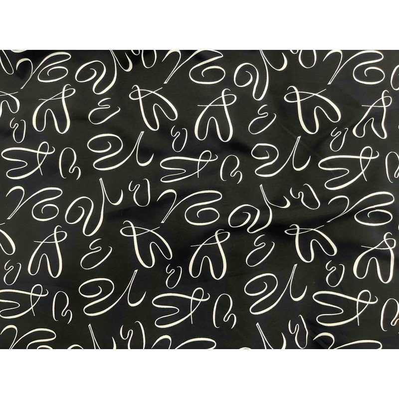 Swirl – Printed Peachskin Fabric Black