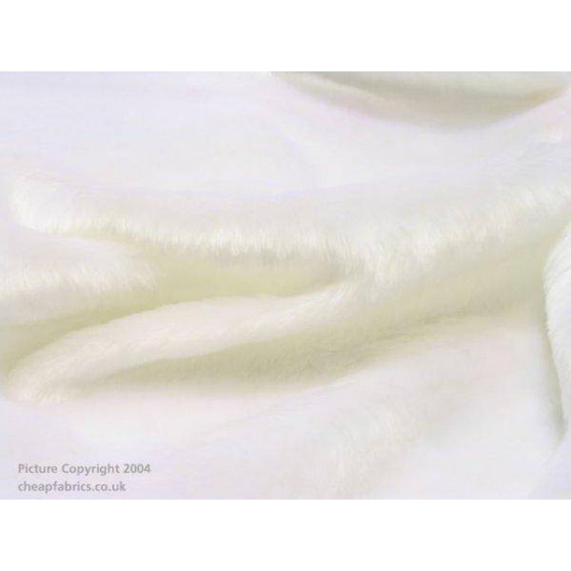 White Plain Faux Fur Fabric – 40cms Remnant White