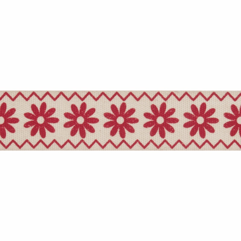 Zigzag Flowers Ribbon Reel – 5m x 15mm Cream