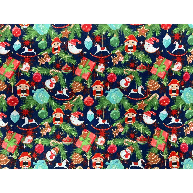 Christmas Cheer – Poly/Cotton Printed Fabric Blue