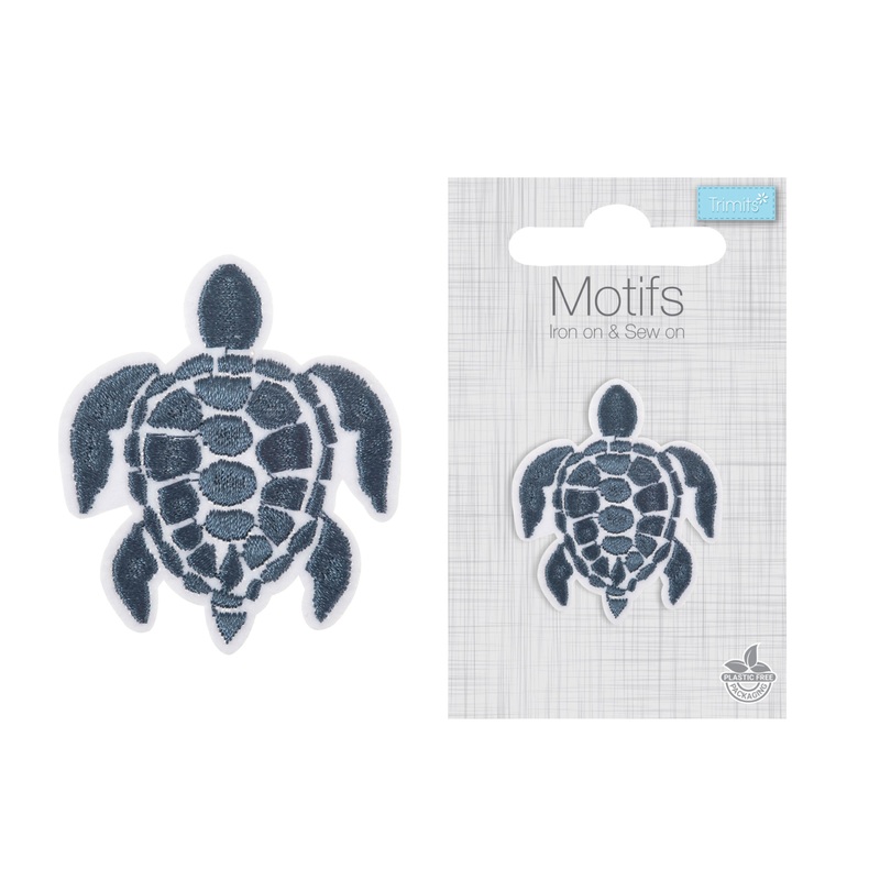 Iron -On & Sew-On Motif Patch – Blue Turtle