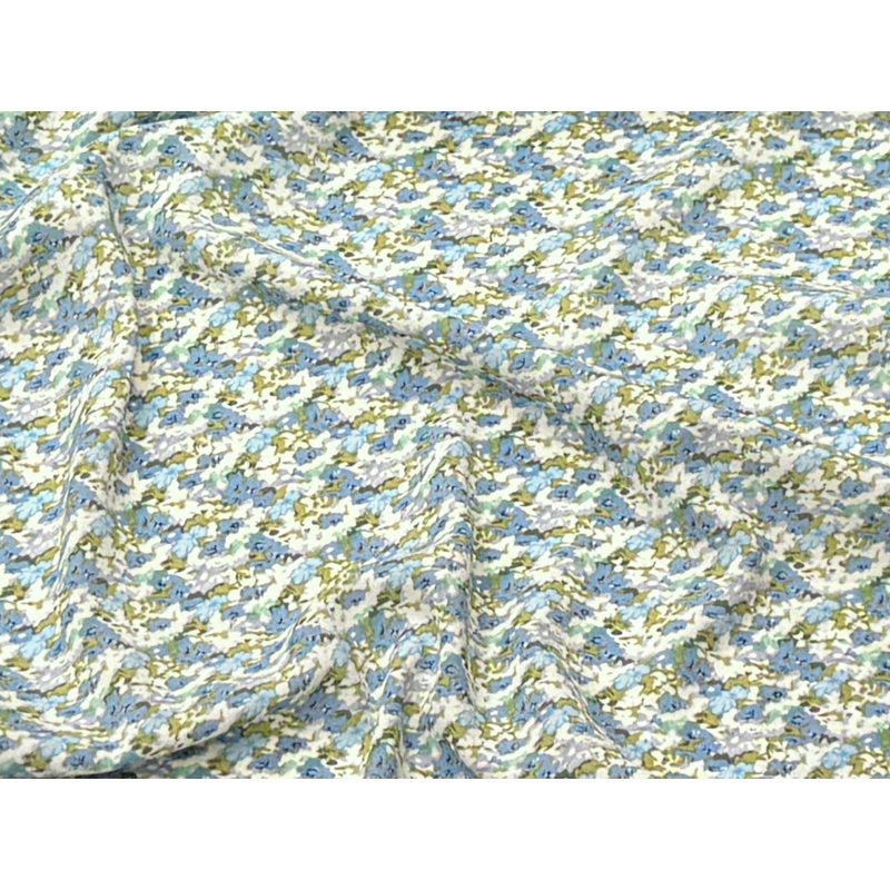 Pale Blue Floral Clusters- Printed Crepe Special