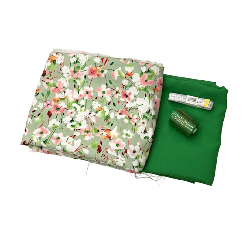 Shades Of Green Floral Peachskin Fabric – Sewing Bundle