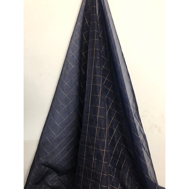 Zari checks organza fabric