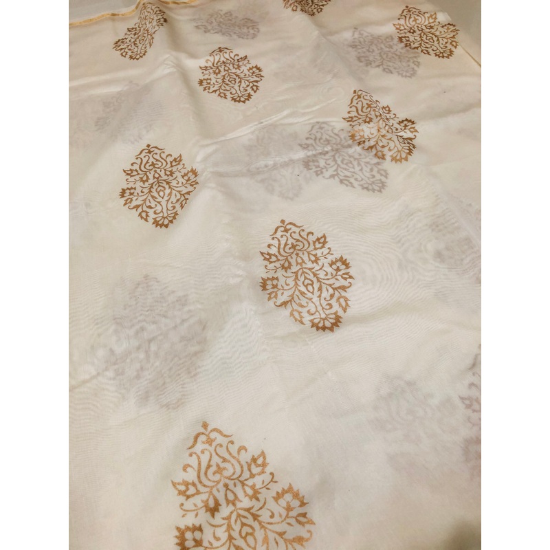 Block printed Pure chanderi fabric