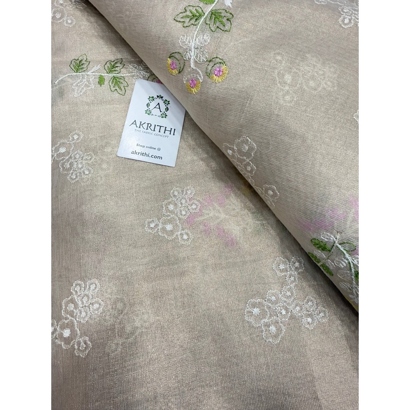 MUL CHANDERI EMBROIDERED TISSUE FABRIC